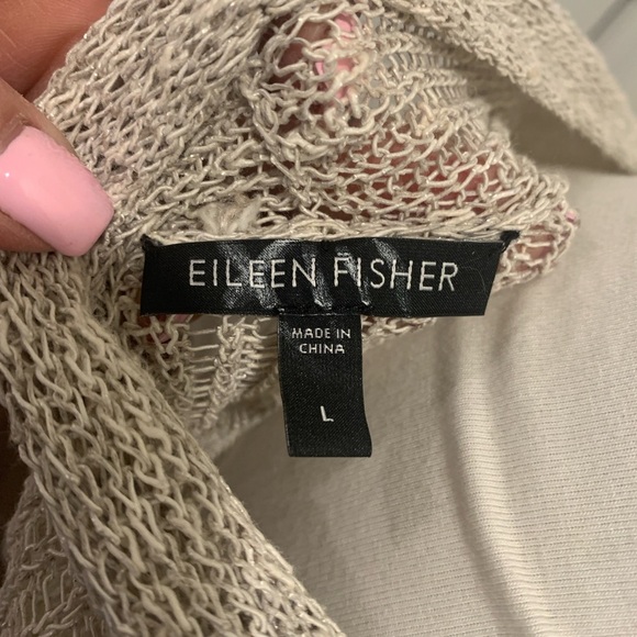 Eileen Fisher Cream Cardigan Sweater Soft Knit Open Front - Picture 2 of 3